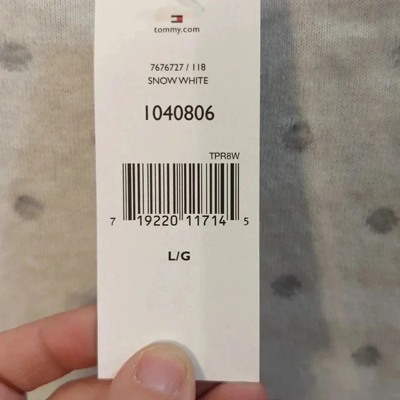 Tommy Hilfiger Women's White Collared Sweatshirt Size Medium Gray Polka Dots - Picture 5 of 12